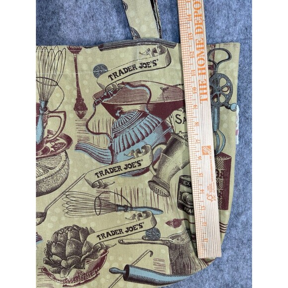 Trader Joe’s Canvas Vintage Look Tote Bag Kitchen Utensils Wine Baking Tea Cocoa - Picture 9 of 11